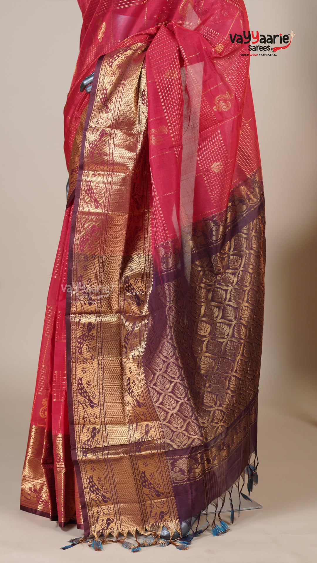 Red Kuppadam Handloom Saree for Special Occasions