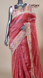 Maroon Organza Fancy Saree for Wedding Functions