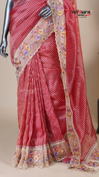 Maroon Organza Fancy Saree for Wedding Functions