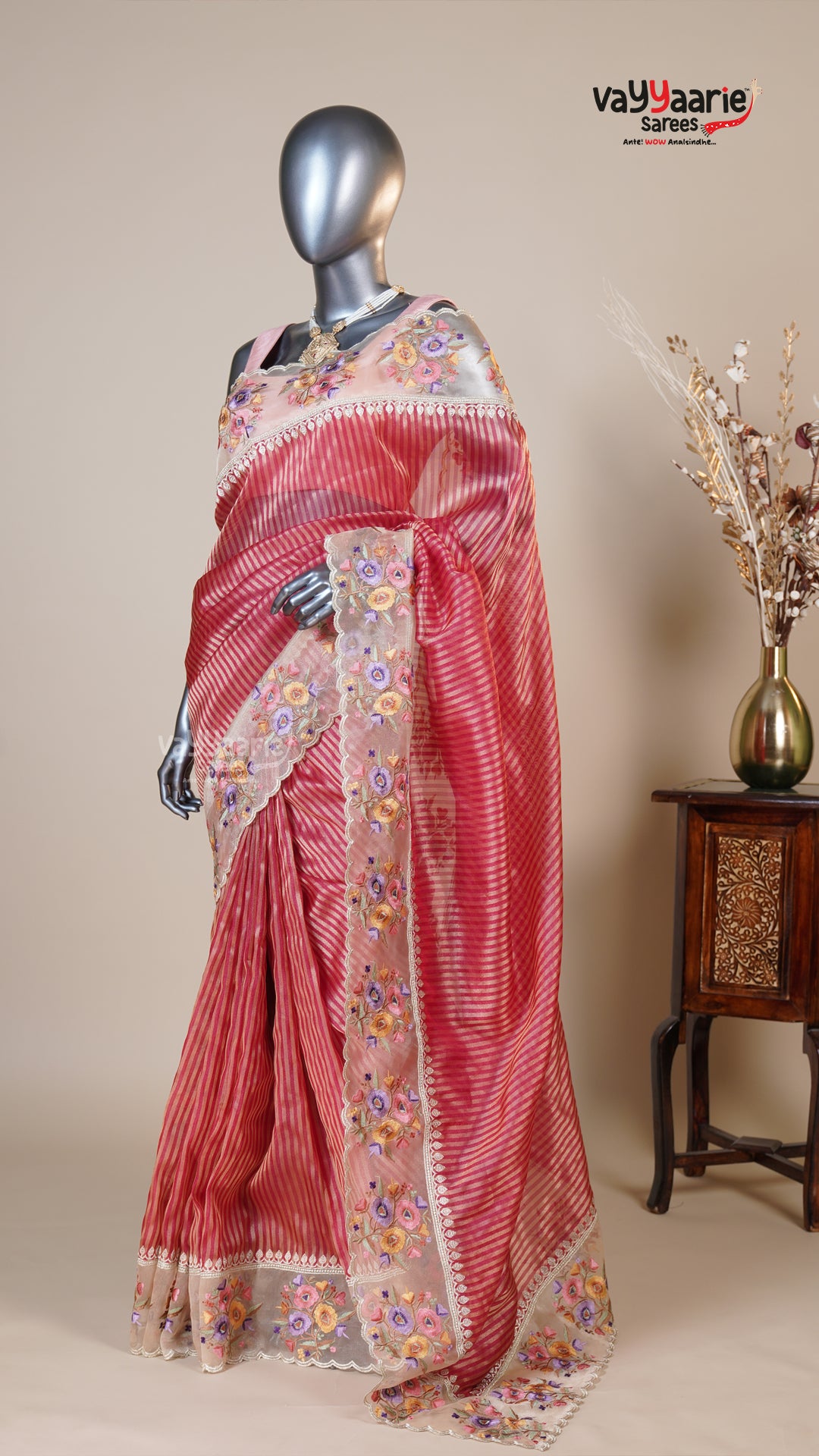 Maroon Organza Fancy Saree for Wedding Functions