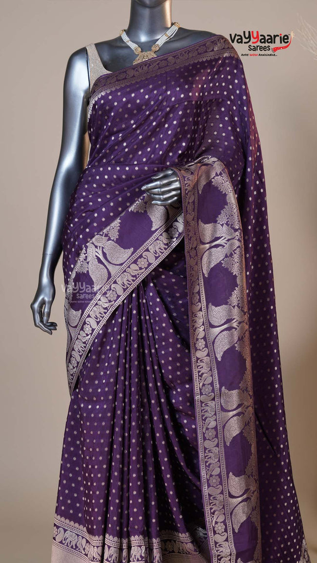 Violet Dola Silk Fancy Saree for Office Events Main Image
