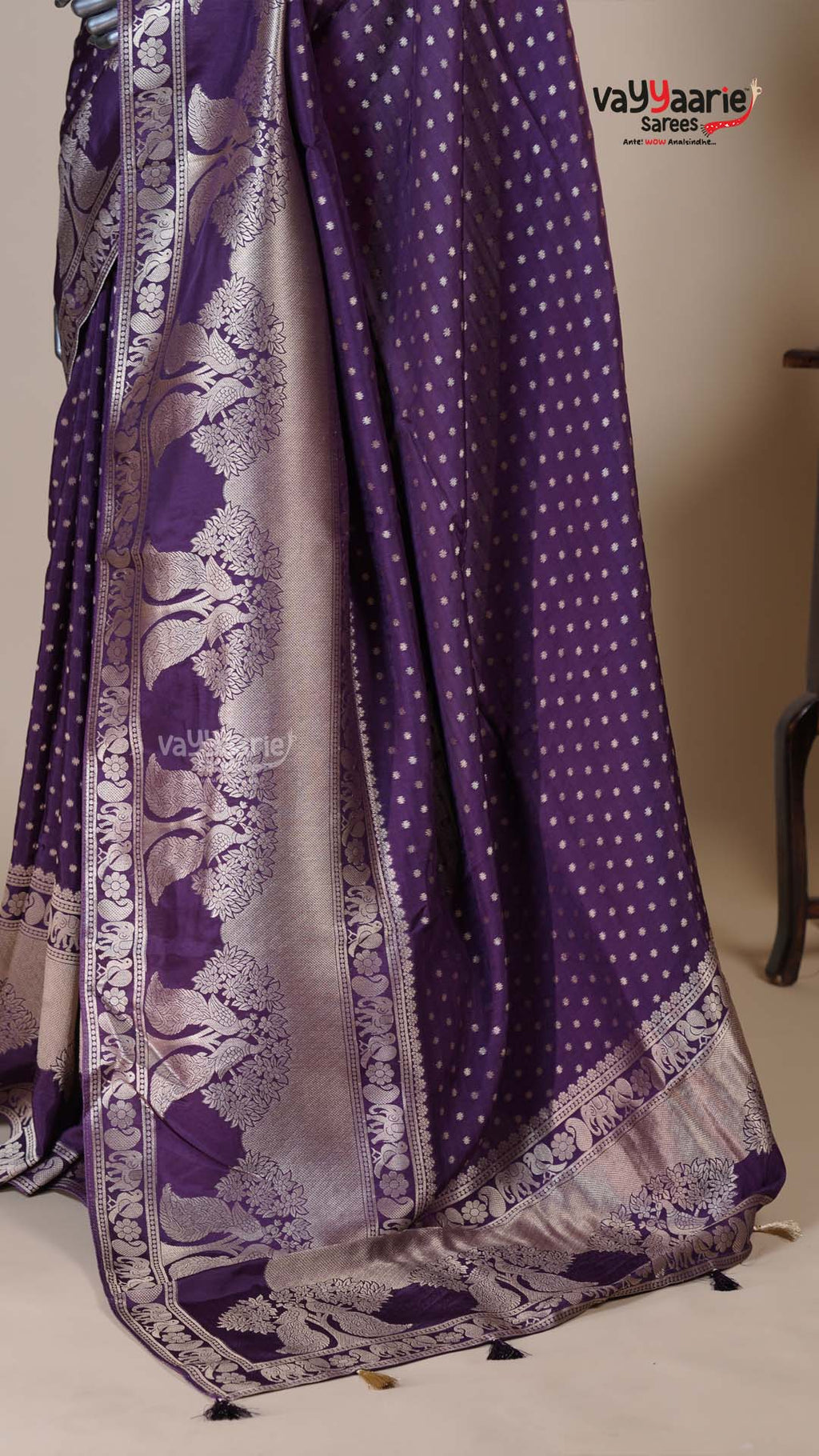 Violet Dola Silk Fancy Saree for Office Events
