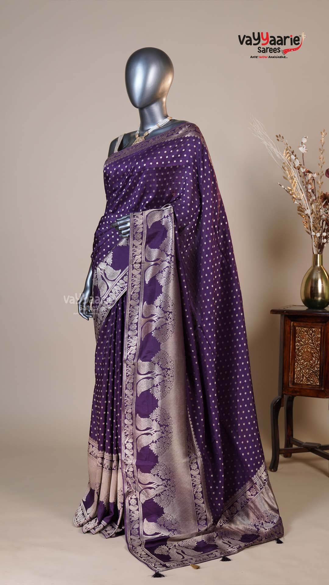 Violet Dola Silk Fancy Saree for Office Events