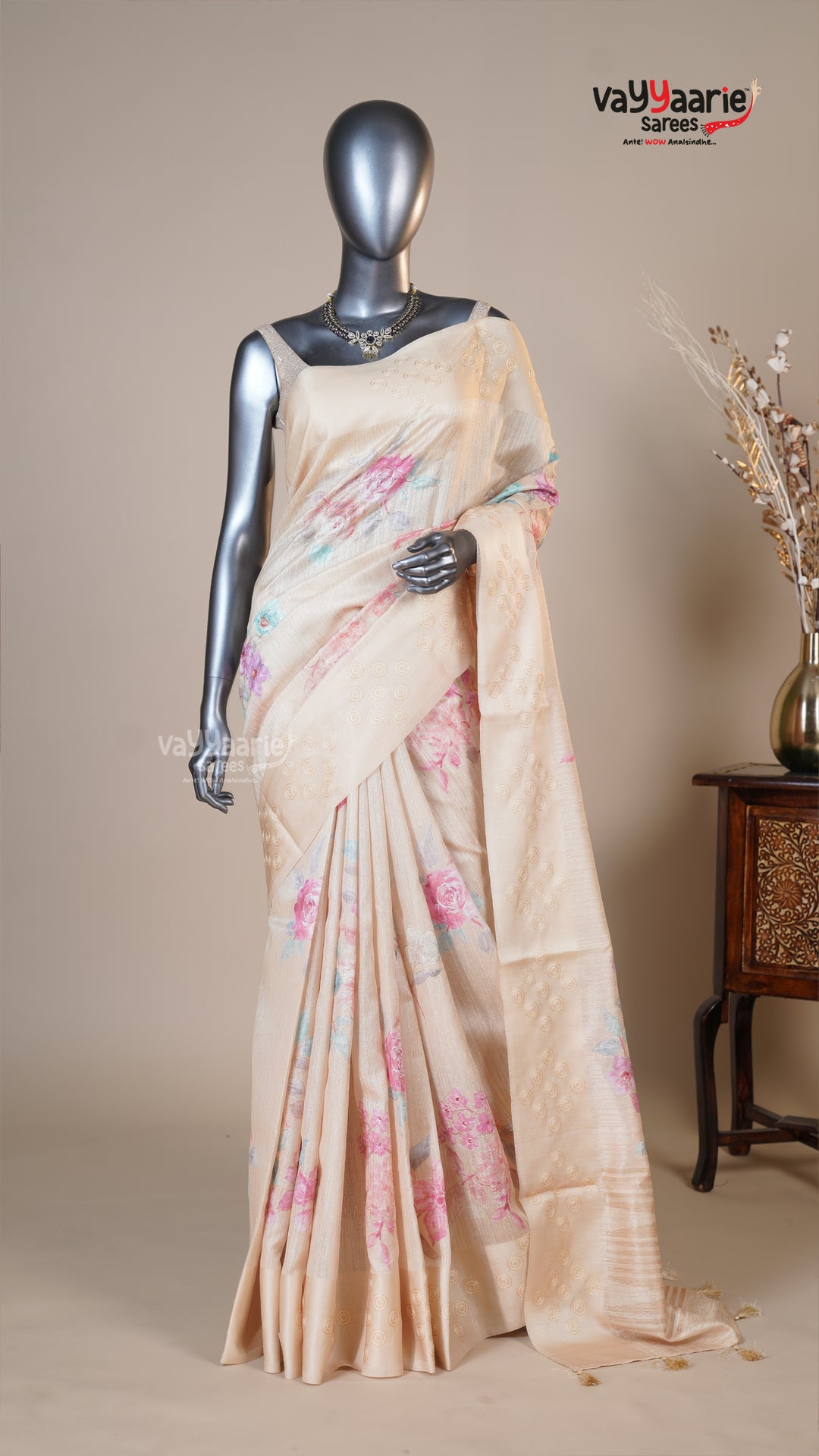 Multi Colour Tusser Fancy Saree for Temple Visits