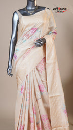 Multi Colour Tusser Fancy Saree for Temple Visits