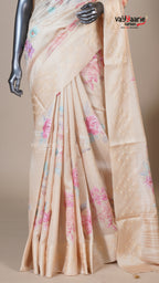Multi Colour Tusser Fancy Saree for Temple Visits