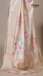 Multi Colour Tusser Fancy Saree for Temple Visits