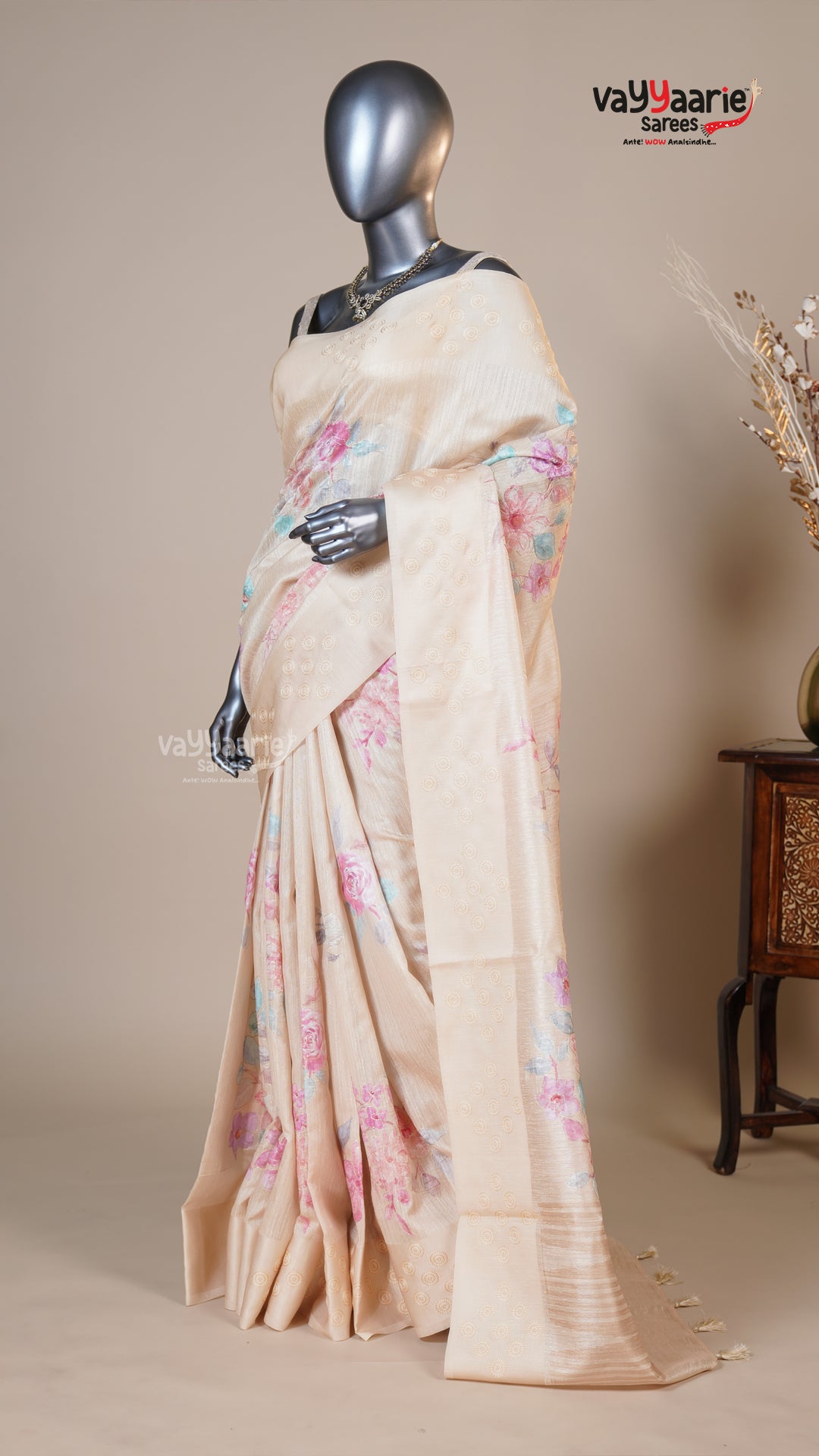 Multi Colour Tusser Fancy Saree for Temple Visits
