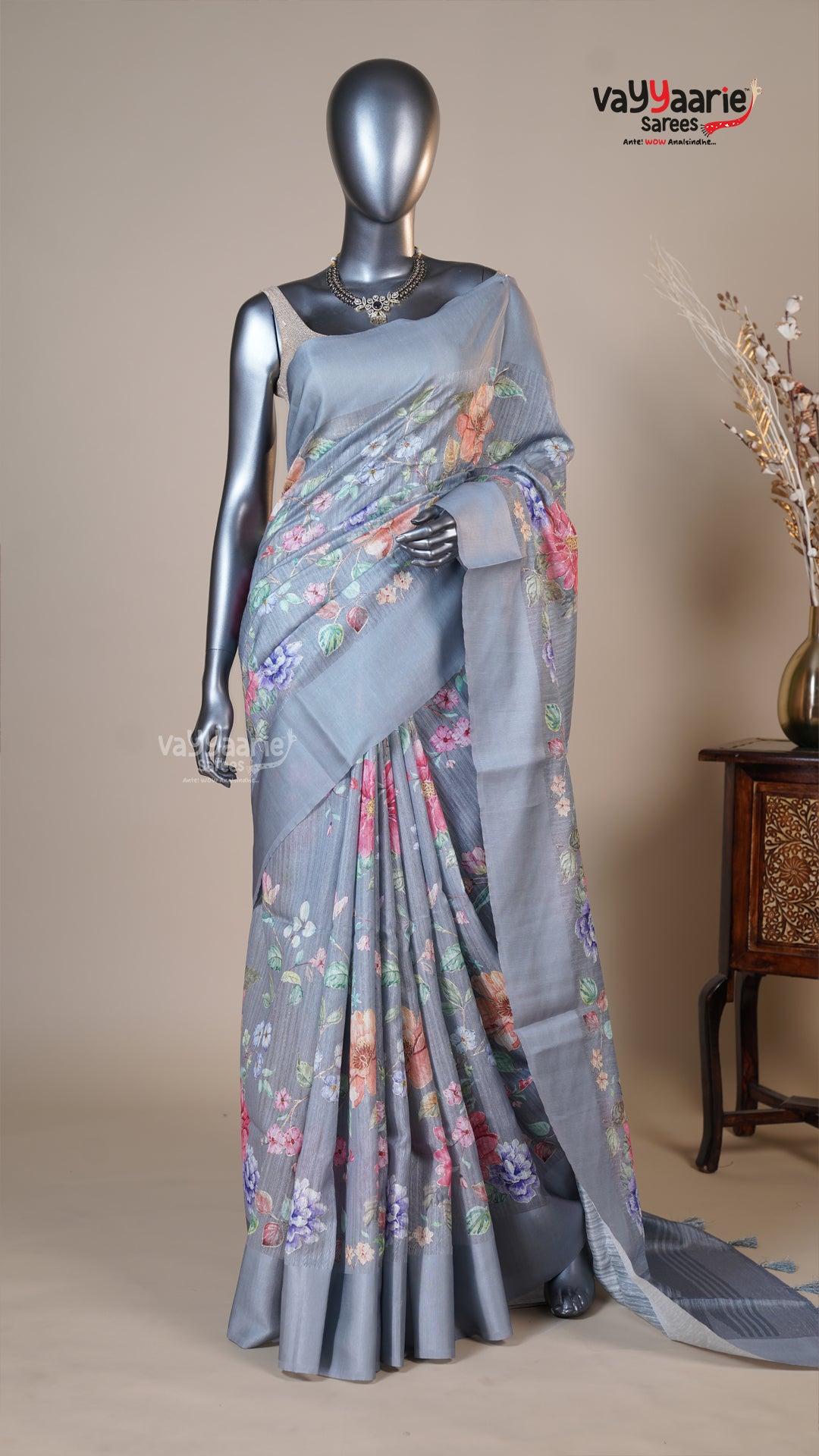 Multi Colour Tusser Fancy Saree for Traditional Gifting