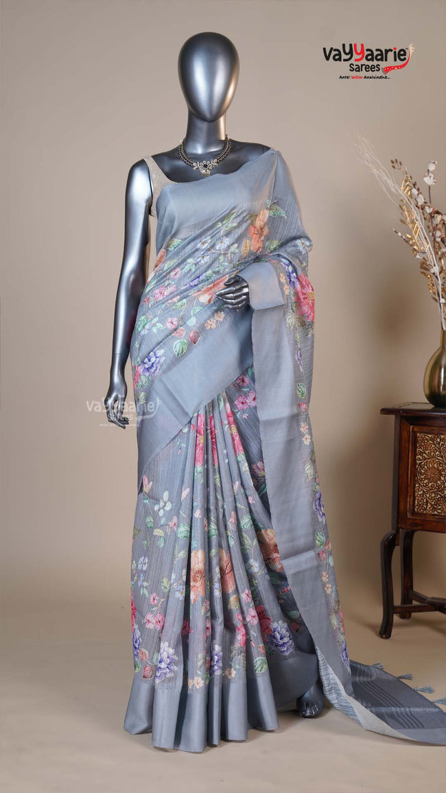 Multi Colour Tusser Fancy Saree for Traditional Gifting Hover Image