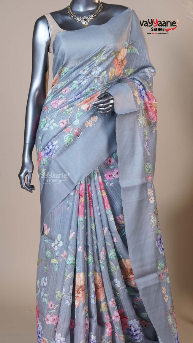 Multi Colour Tusser Fancy Saree for Traditional Gifting Main Image
