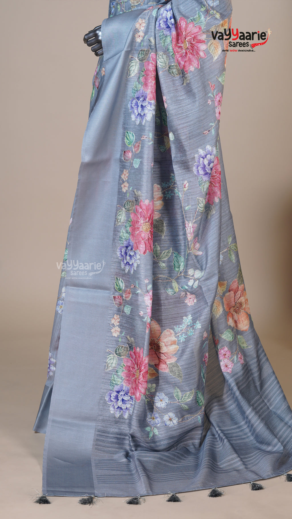 Multi Colour Tusser Fancy Saree for Traditional Gifting