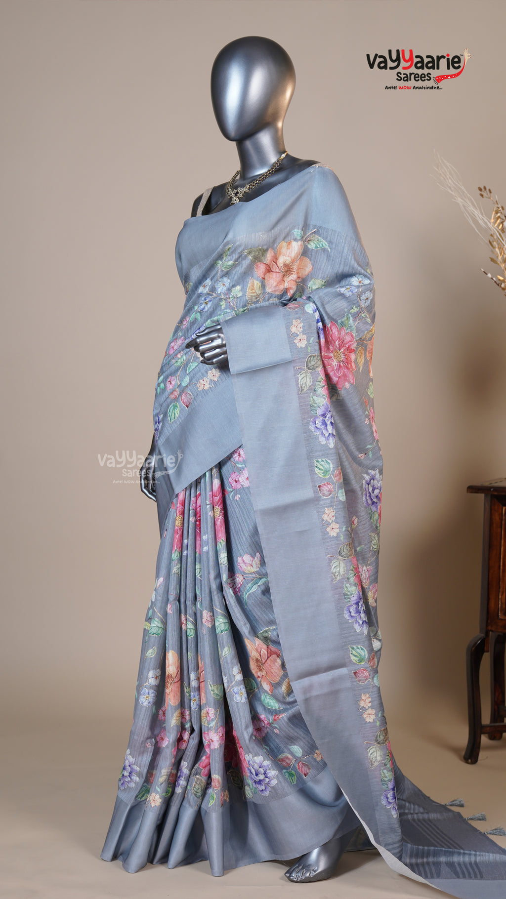Multi Colour Tusser Fancy Saree for Traditional Gifting