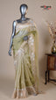 Mehendi Green Organza Fancy Saree for Traditional Gifting