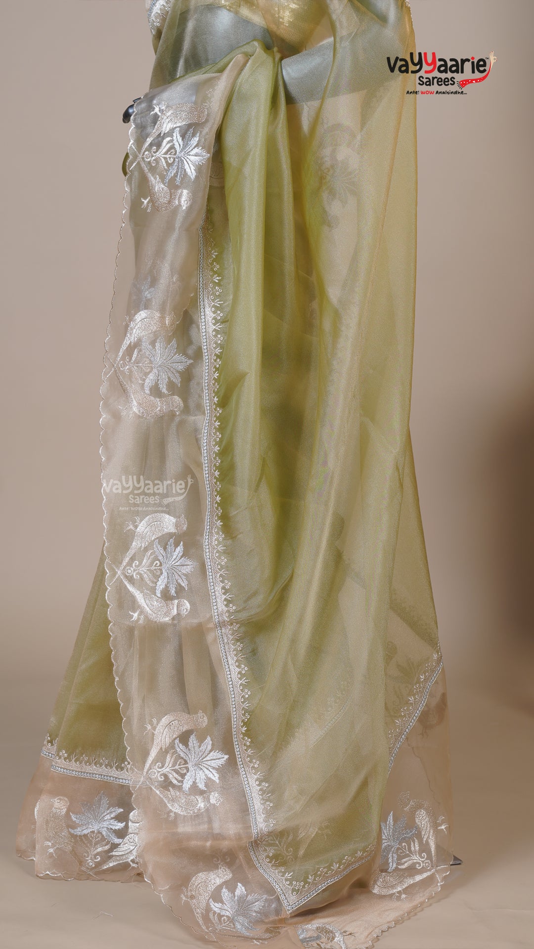 Mehendi Green Organza Fancy Saree for Traditional Gifting