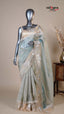 Peacock Blue Organza Fancy Saree for Celebrations