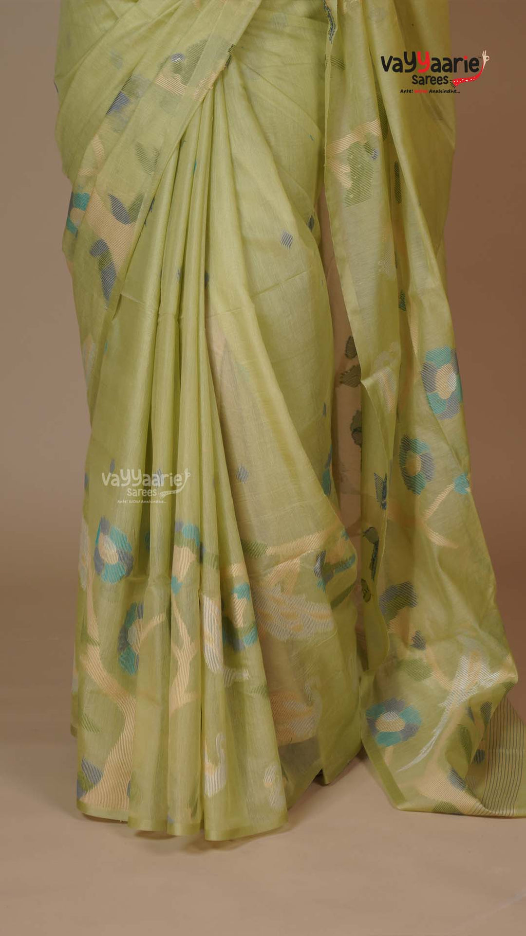 Pista Green Linen Silk Handloom Saree for Festive Gifting
