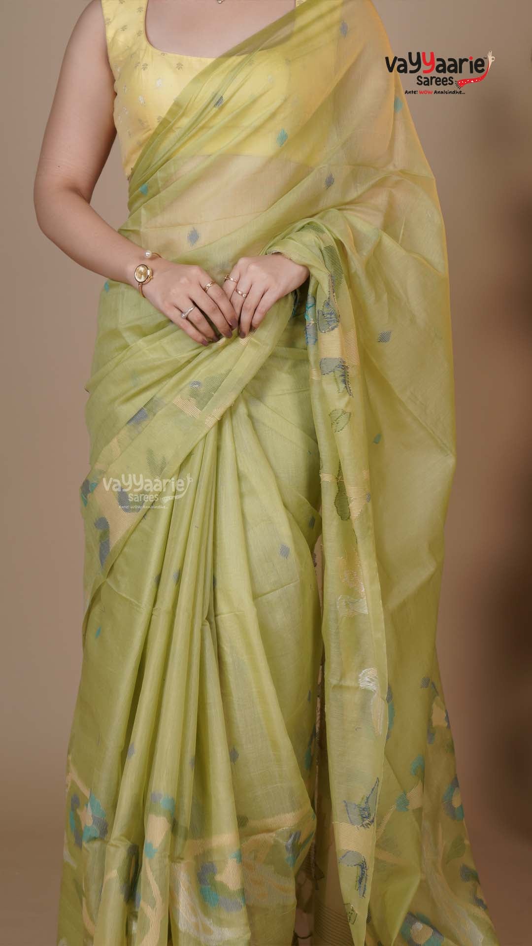 Pista Green Linen Silk Handloom Saree for Festive Gifting