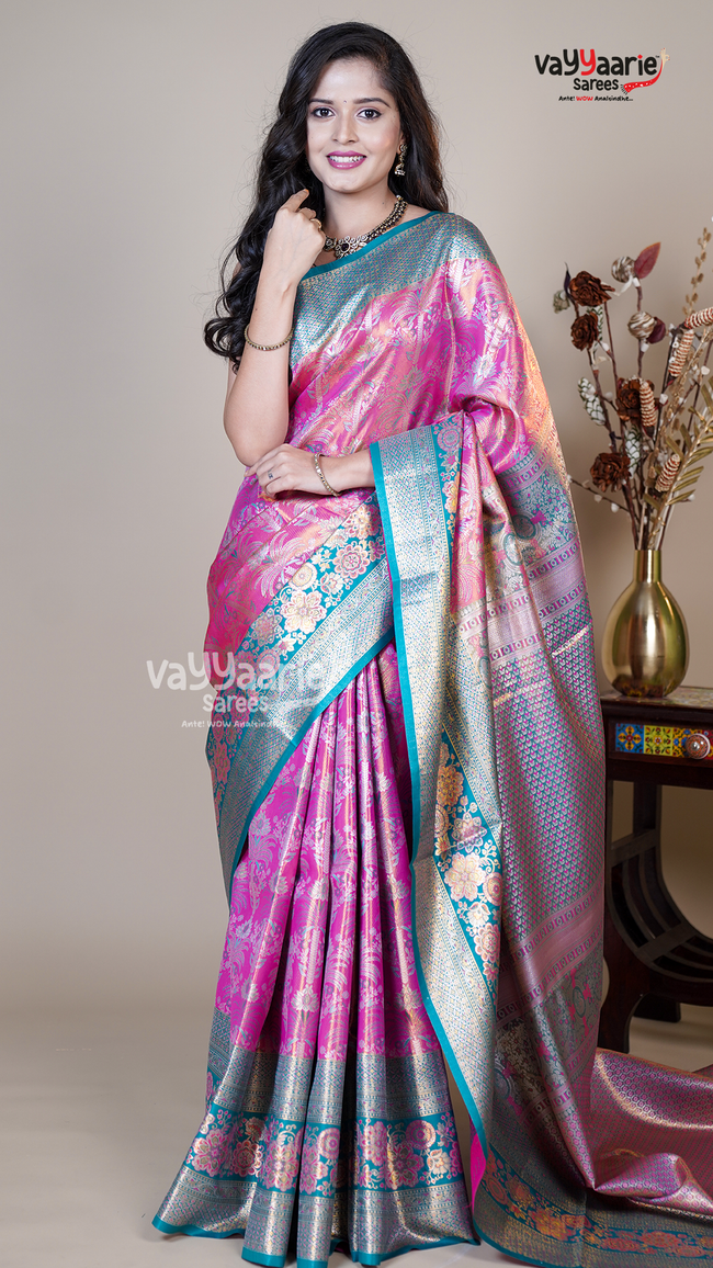 Multi Colour DMM Pattu Traditional Saree for Sangeet Nights Main Image