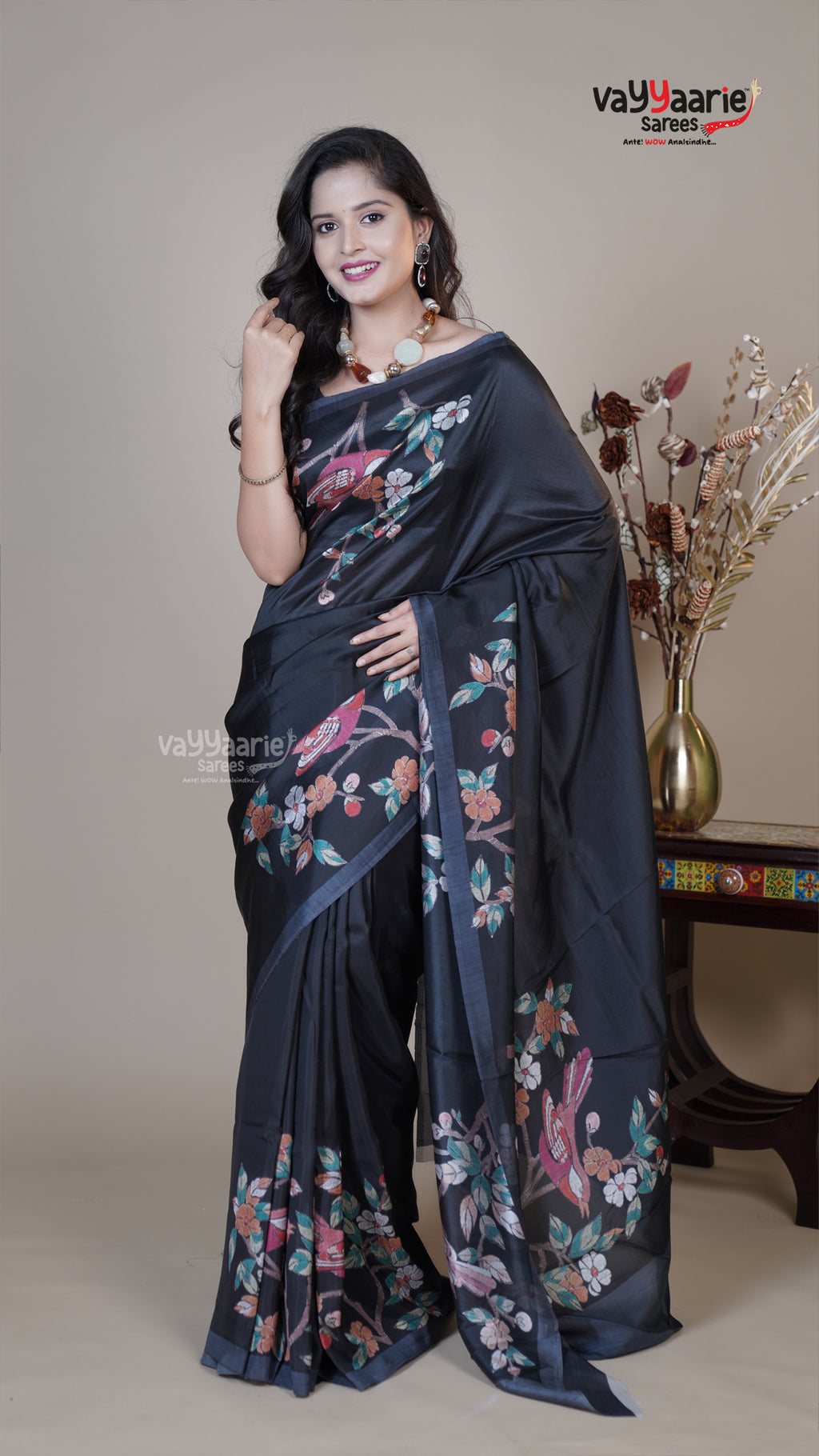 Black Raw Mango Fancy Saree for Anniversary Gifting
