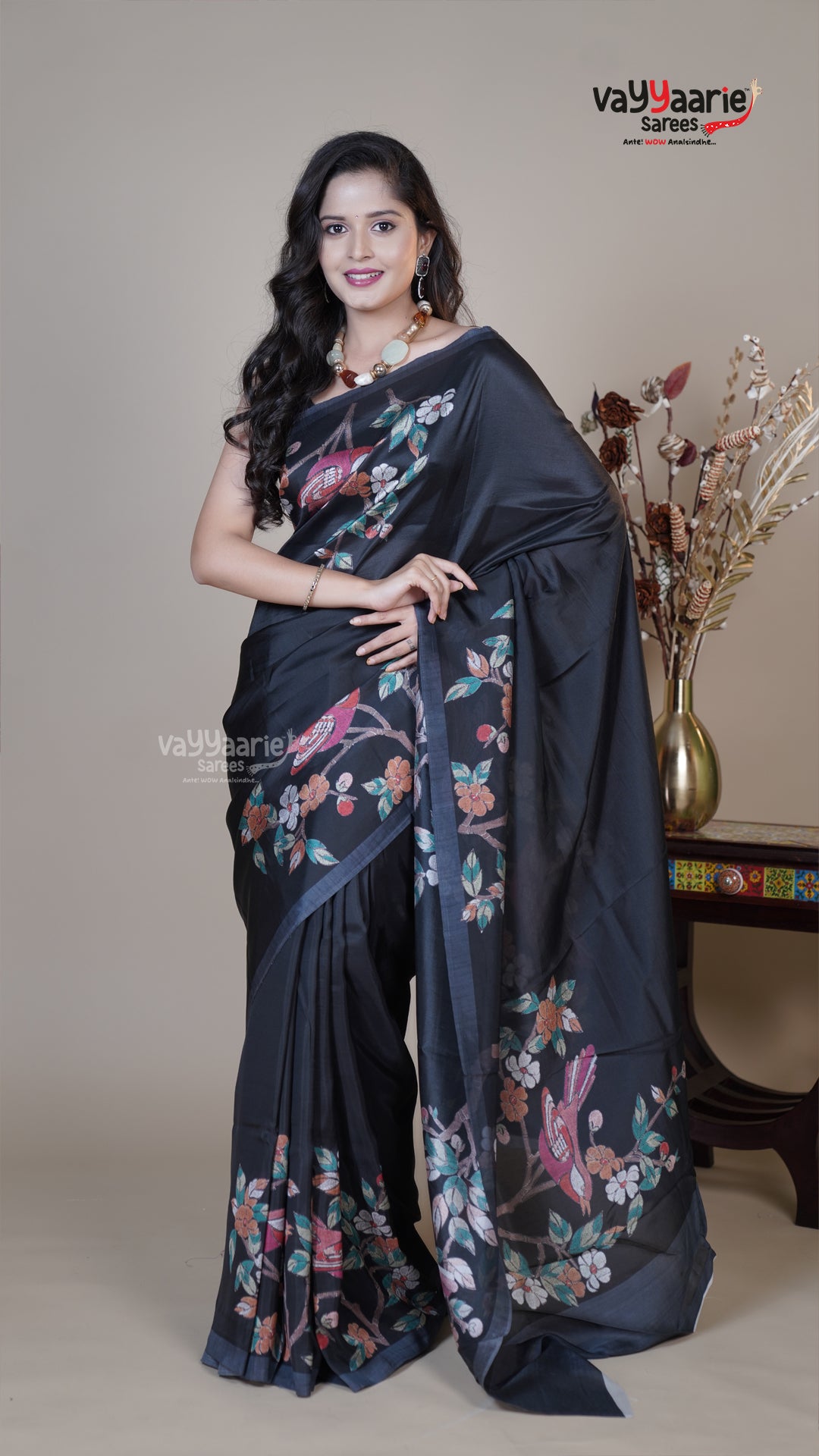 Black Raw Mango Fancy Saree for Anniversary Gifting