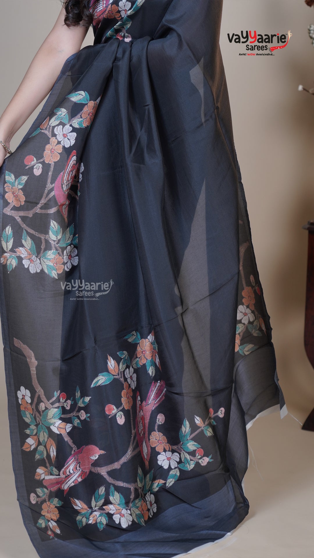 Black Raw Mango Fancy Saree for Anniversary Gifting