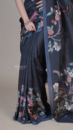Black Raw Mango Fancy Saree for Anniversary Gifting