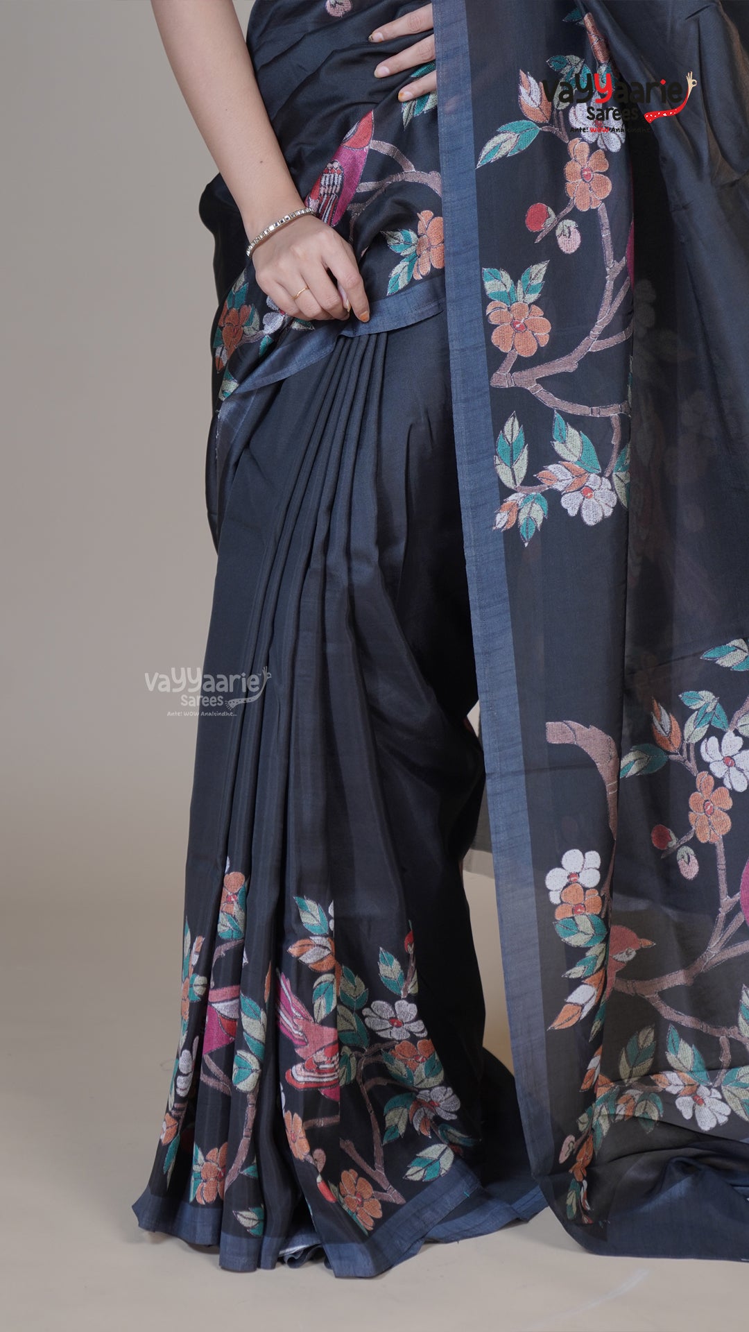 Black Raw Mango Fancy Saree for Anniversary Gifting