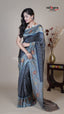 Navy Blue Raw Mango Fancy Saree for Temple Visits
