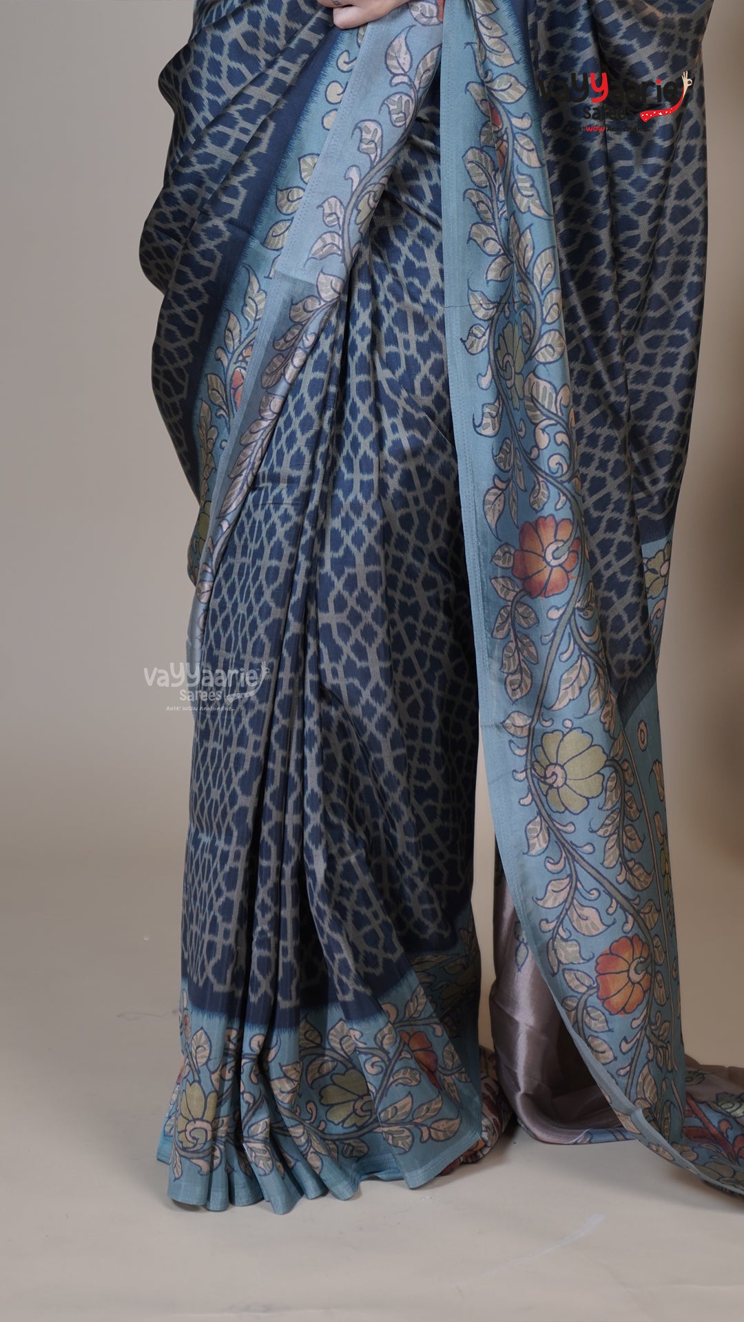 Navy Blue Raw Mango Fancy Saree for Temple Visits