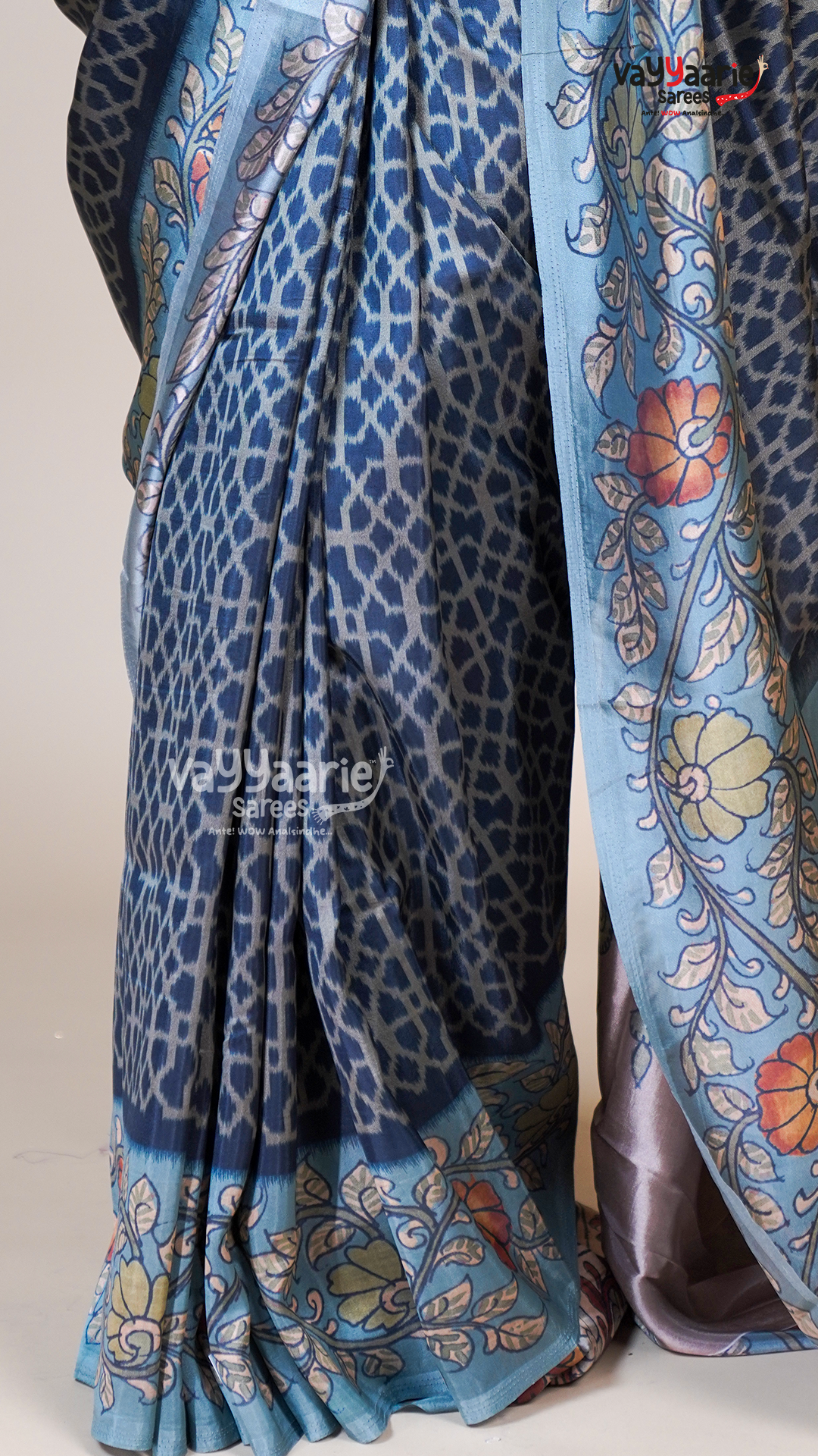 Navy Blue Banaras Mango Fancy Saree for Temple Visits