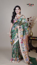Green Raw Mango Fancy Saree for Traditional Gifting