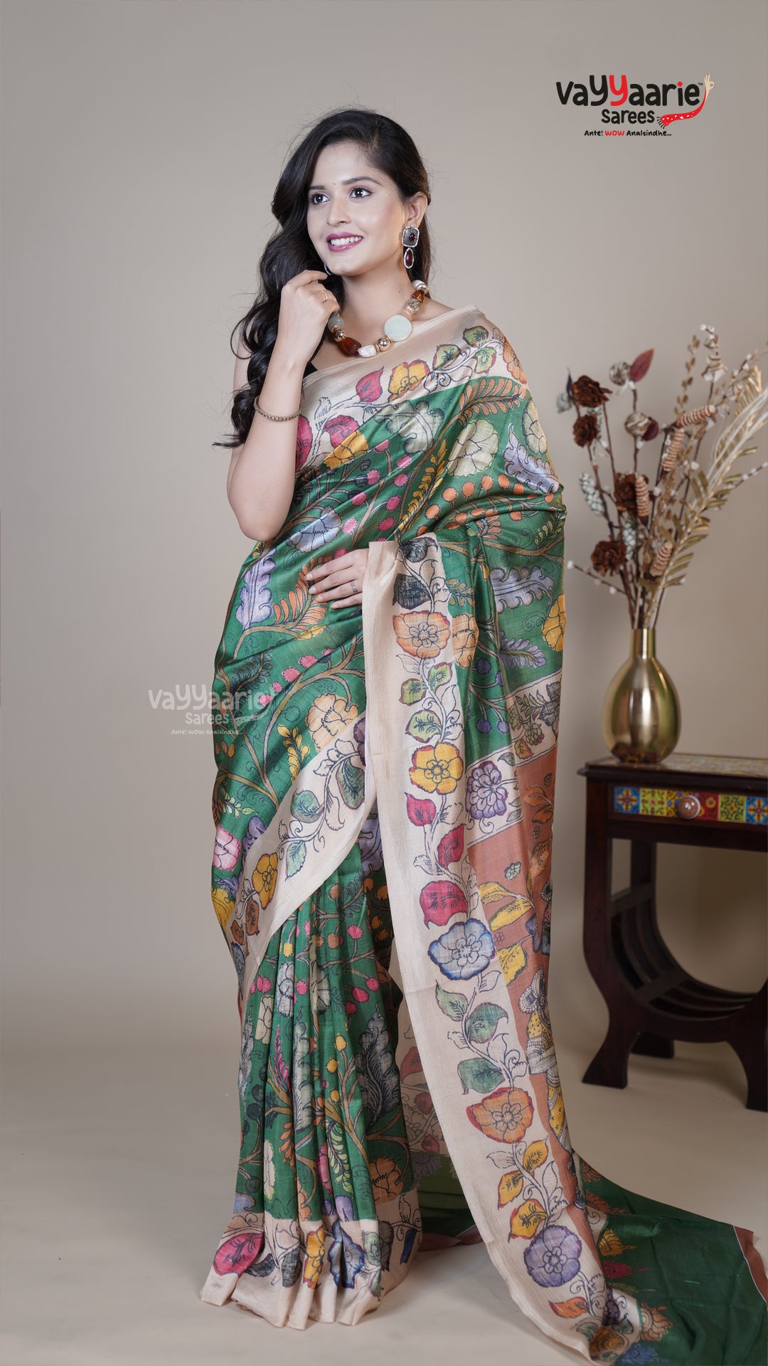 Green Raw Mango Fancy Saree for Traditional Gifting