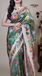 Green Raw Mango Fancy Saree for Traditional Gifting