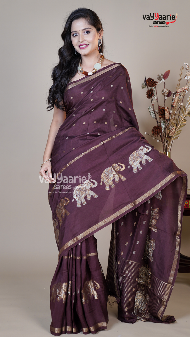 Brown Mushroom Fancy Saree for Festive Wear Hover Image