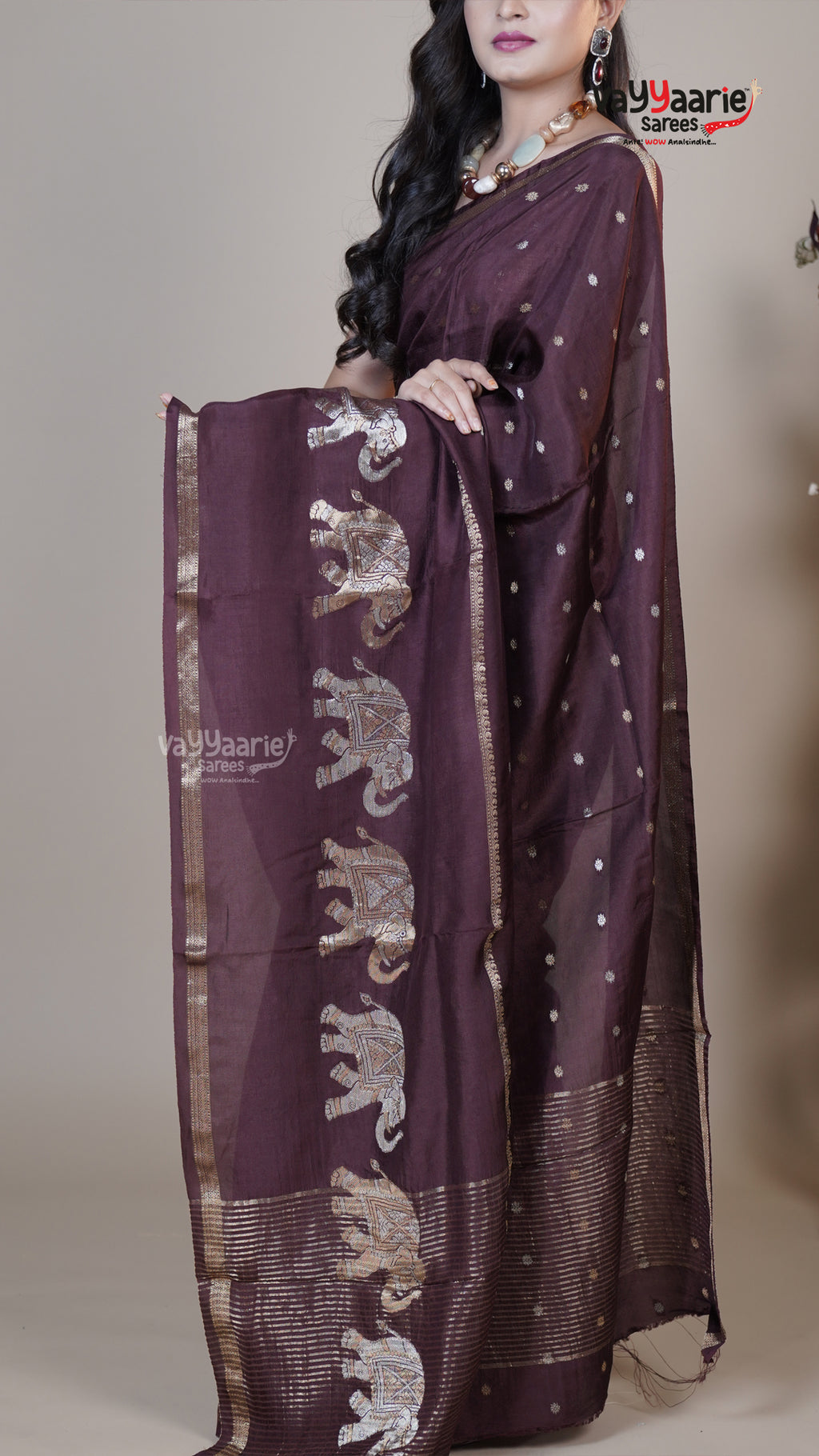 Brown Mushroom Fancy Saree for Festive Wear