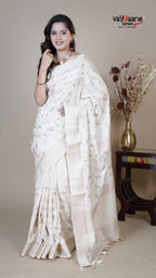 Cream Tusser Fancy Saree for Party Wear