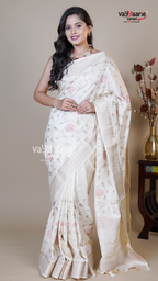 Cream Tusser Fancy Saree for Party Wear