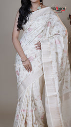 Cream Tusser Fancy Saree for Party Wear