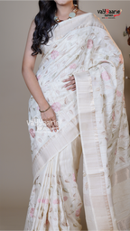 Cream Tusser Fancy Saree for Party Wear