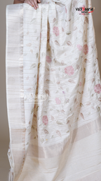 Cream Tusser Fancy Saree for Party Wear