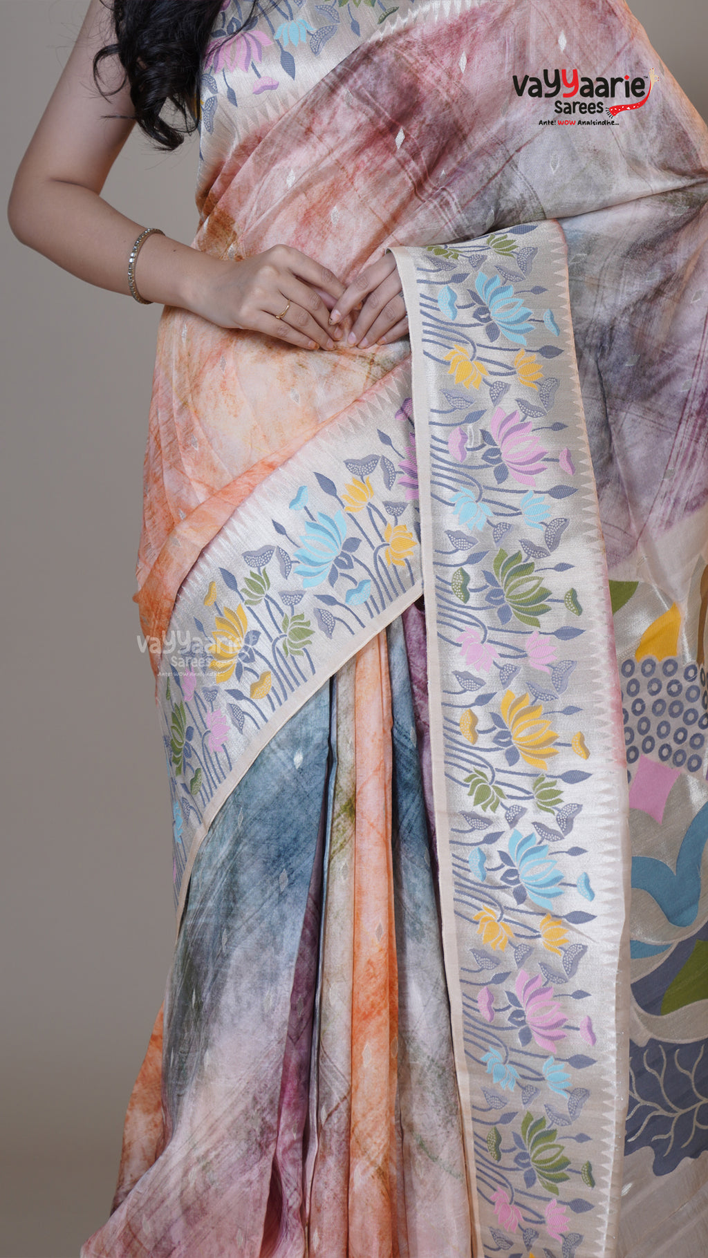 Biscuit Tusser Fancy Saree for Gifting