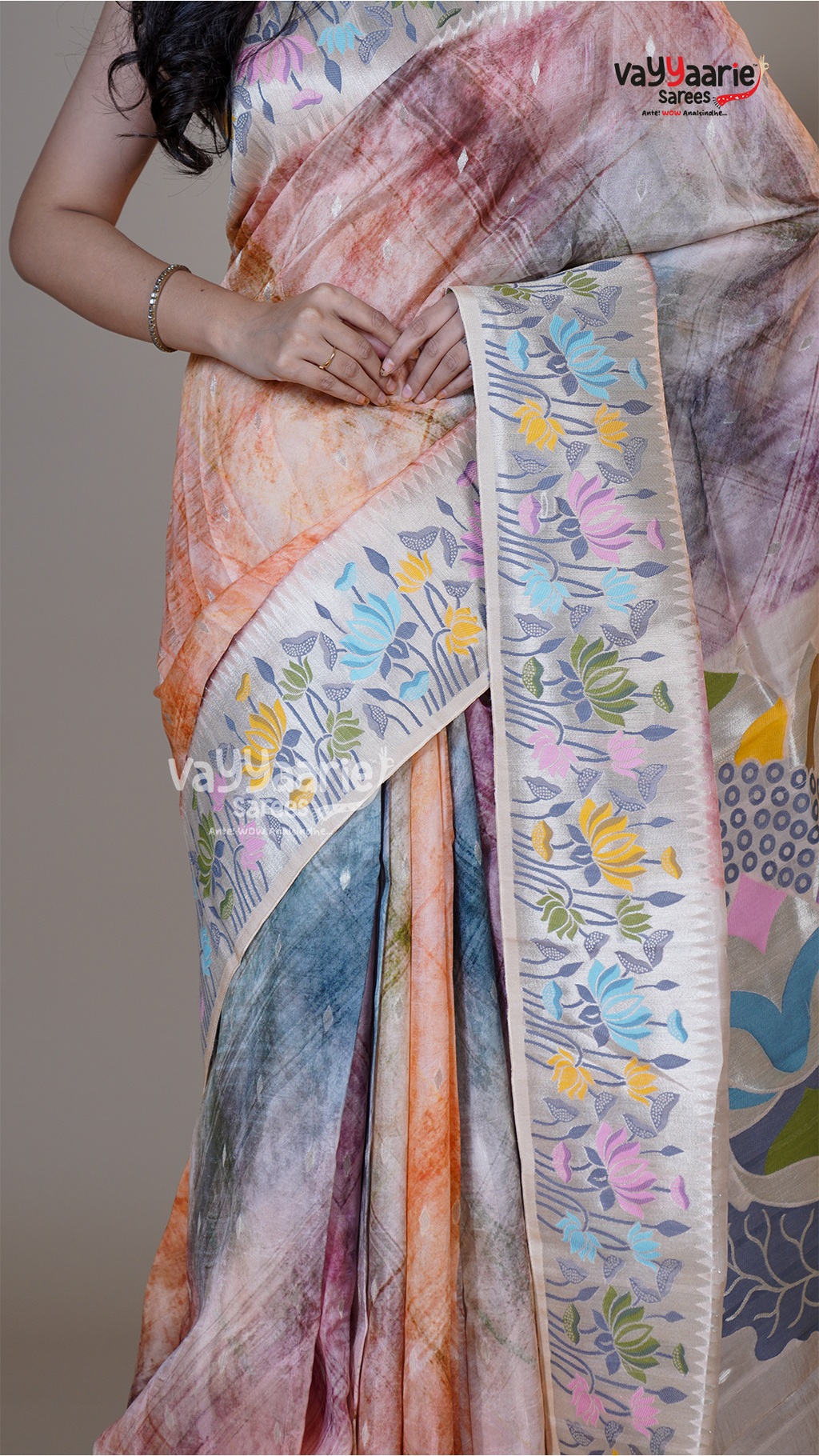 Biscuit Tusser Fancy Saree for Gifting