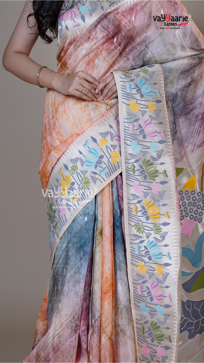Biscuit Tusser Fancy Saree for Gifting Main Image