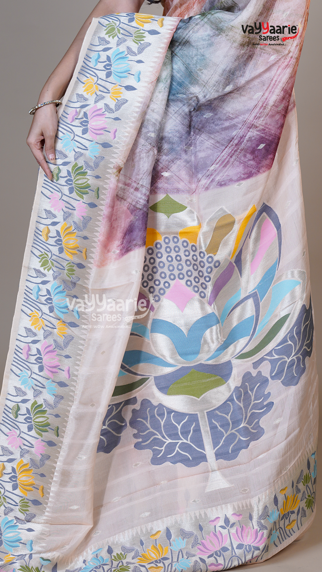 Biscuit Tusser Fancy Saree for Gifting