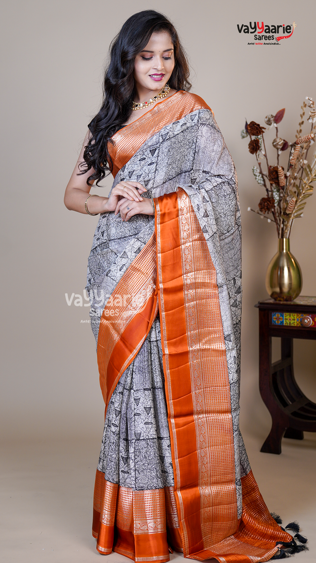Black Chiffon Fancy Saree for Family Functions Main Image