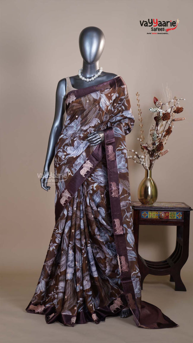 Multi Colour Tissue Fancy Saree for Reception Wear Hover Image