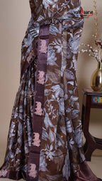 Multi Colour Tissue Fancy Saree for Reception Wear