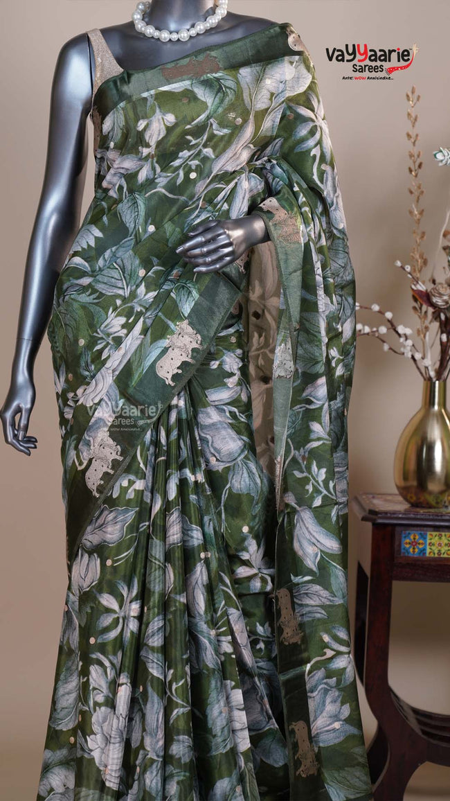 Multi Colour Tissue Fancy Saree for Family Functions Main Image