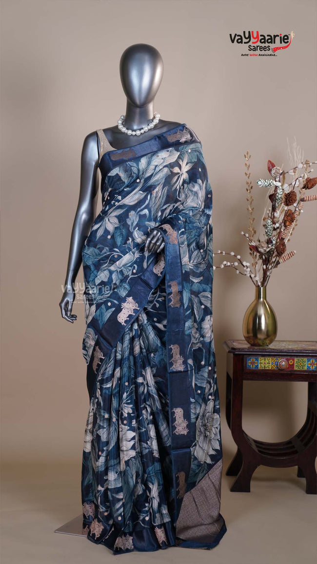 Multi Colour Tissue Fancy Saree for Evening Wear Hover Image